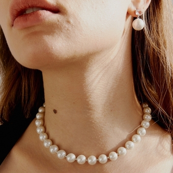 [2 SET] Pearl Earring and Necklace