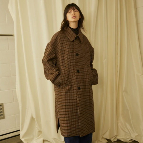 OVERSIZED CHECK COAT - BROWN CHECK