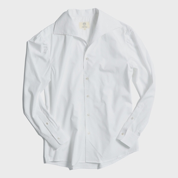 one-piece collar shirring shirt (White)