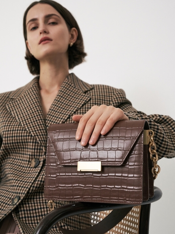 Clever Bag Medium Crocodile CocoaBrown