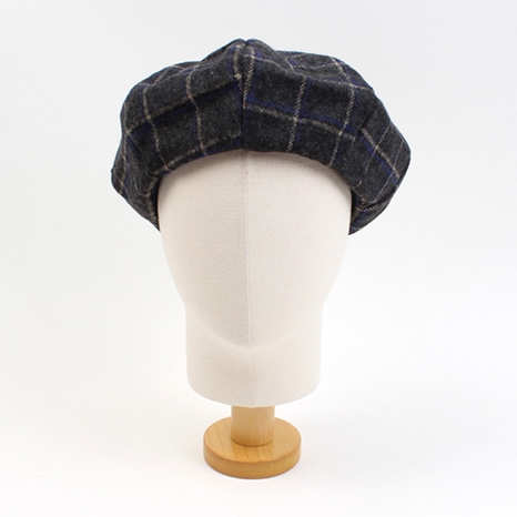 Retro Check Gray Wool Beret