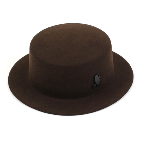 Brown Flat Short Wool Fedora