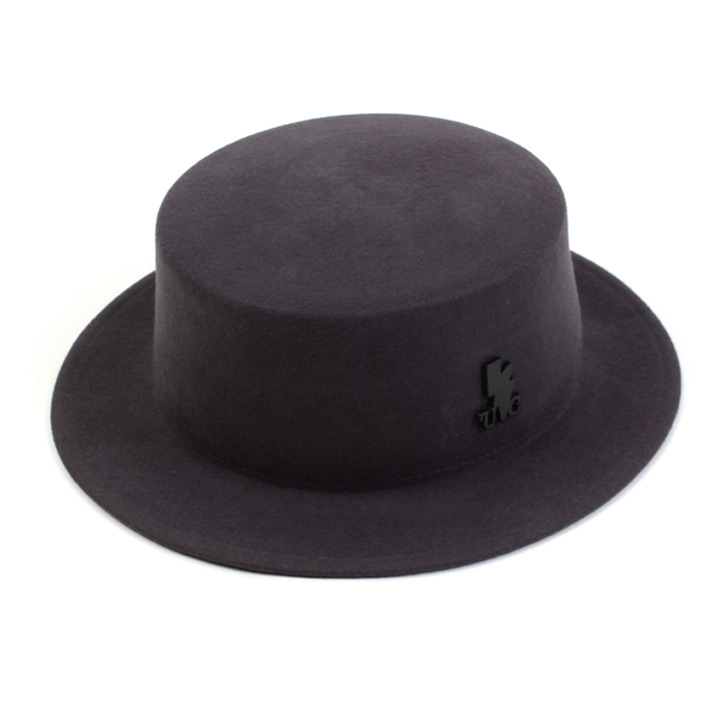 Gray Flat Short Wool Fedora