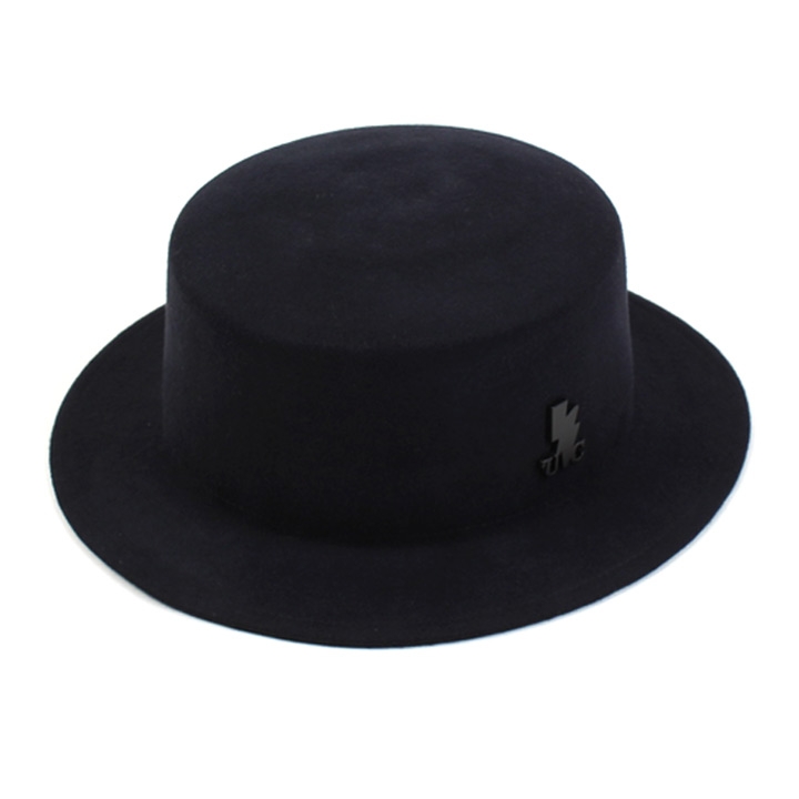 Navy Flat Short Wool Fedora