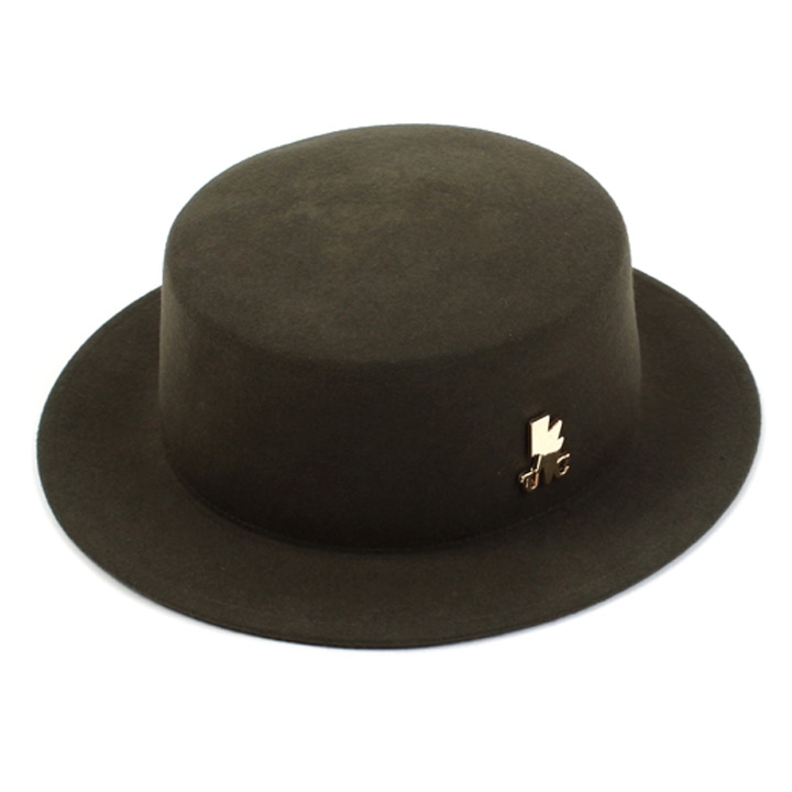 Khaki Flat Short Wool Fedora