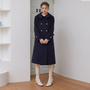 [일루스트리스일루전] NAVY ROUND COLLAR COAT