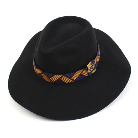 Ethnic Line Long Wool Fedora