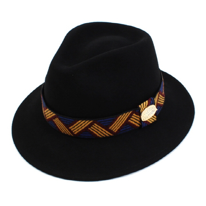 Ethnic Line Wool Short Fedora