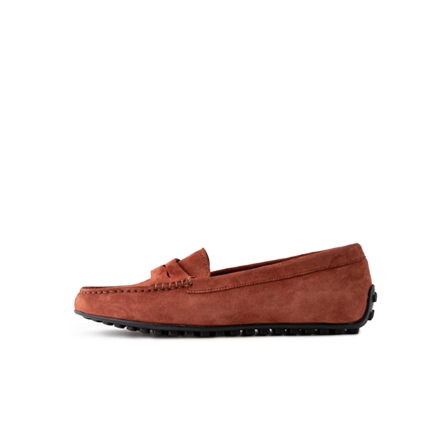 AMERICAN COW SUEDE DRIVING SHOES_BRICK RED