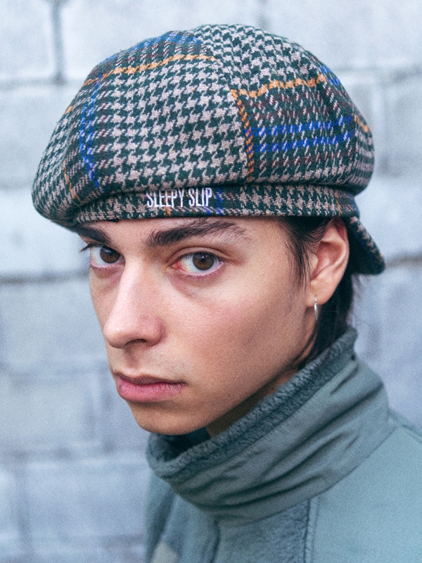 [unisex]HOUND CHECK KHAKI NEWSBOY CAP