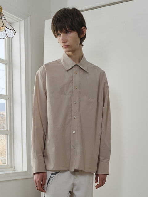 [유니섹스]PLACKET DETAIL L/S SHIRT STONE BEIGE