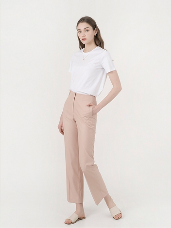 Straight Suiting Trousers ; Pink