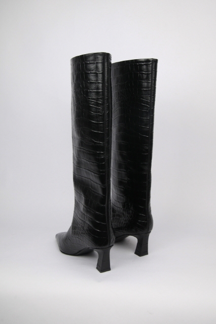 Mia Boots Leather Black Croco