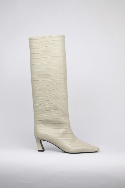 Mia Boots Leather Beige Croco