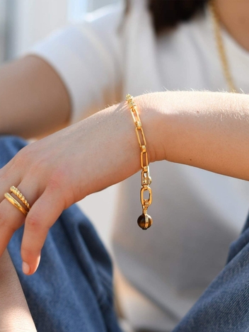 Gold Tigers Eye Small Sphere Bracelet