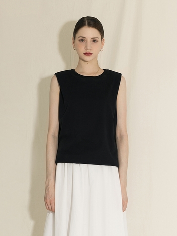 Cotton Sleeveless T shirt ; Black