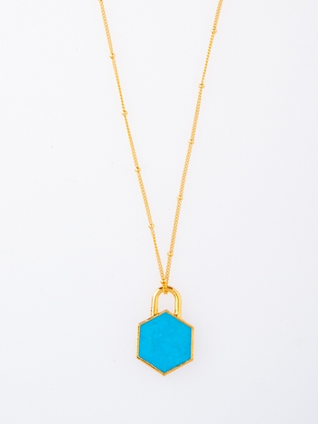 Turquoise Howlite Hex Necklace