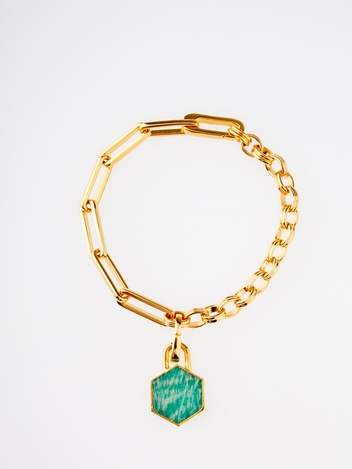 Gold Turquoise Hex Bracelet