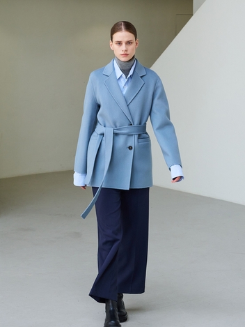 [21FW] Cashmere Handmade Belted Jacket_Blue