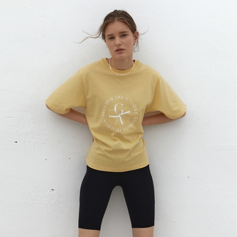 [GUAV] Signature Short Sleeve T-shirts Soft Yellow