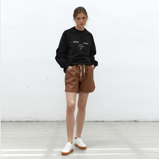 [GUAV] String Leather Shorts Brown