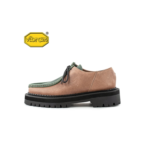 BLACK OVER SOLE TYROLEAN SHOES_GREEN/TAN