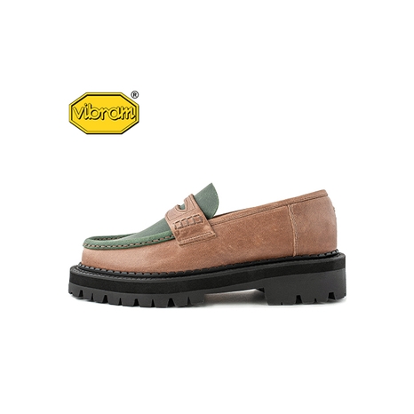 BLACK OVER SOLE PENNY LOAFERS_GREEN / TAN