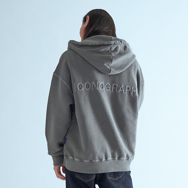 PIGMENT HOODIE 2WAY ZIP-UP HIDDEN NEEDLEWORK GR