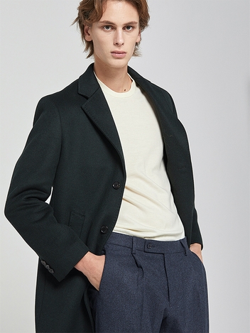 Notched Collar Half Coat_Dark Green