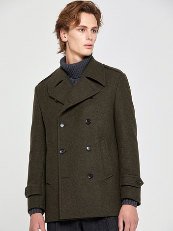 Double Breast Pea Coat_Dark Khaki