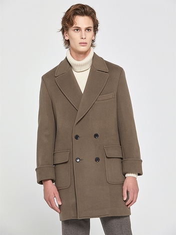 Double Breast Polo Coat_Light Brown