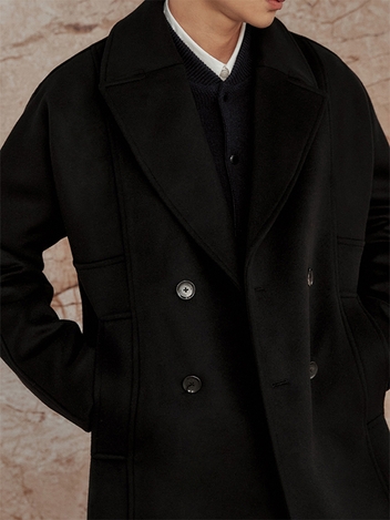 Cashmere Blend Double Coat_Black