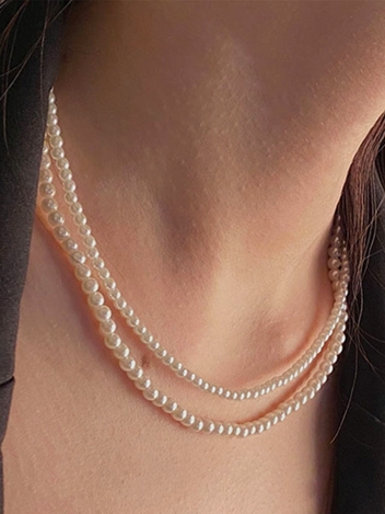 [2SET]TN75 pearl layered necklace