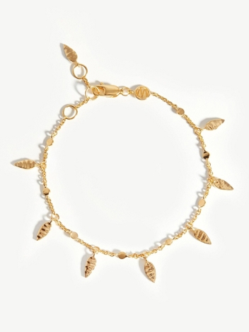 Leaf Charm Bracelet - 18ct Gold Plated Vermeil