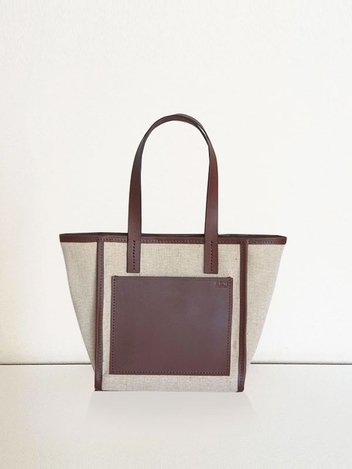 Daily Tote Bag (leather + canvas) / Brown