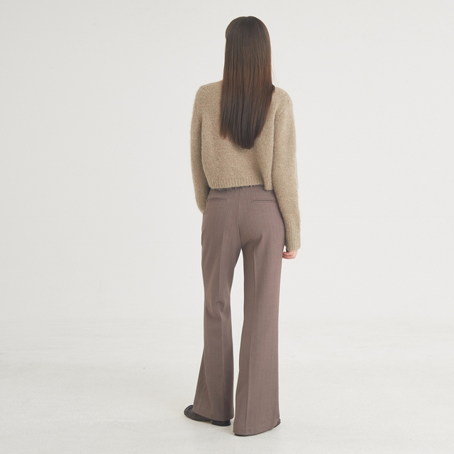 Wool Stripe Flare Pants (Brown)