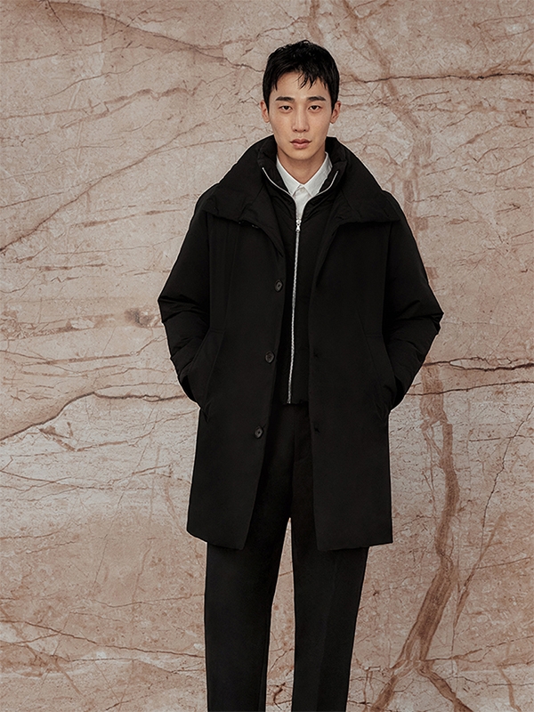 Stand Collar Goose Down Coat_Black