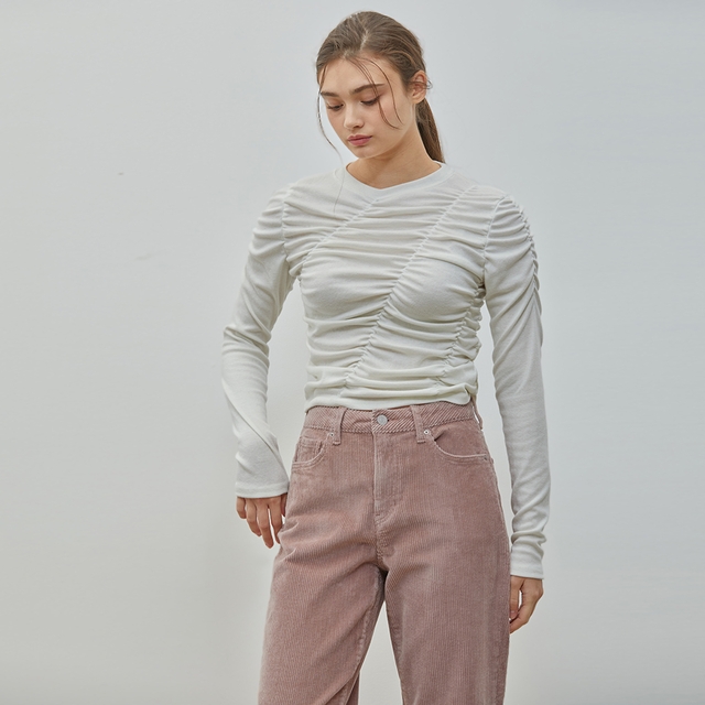 HIGH WAIST CORDUROY CROP PANTS PINK