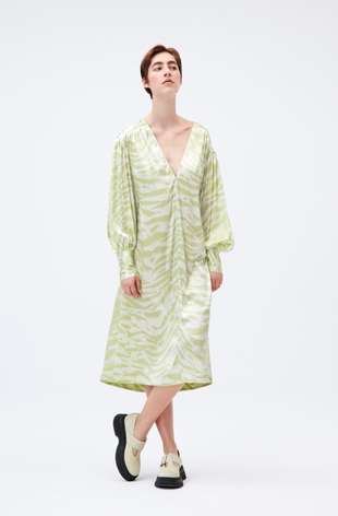 Silk Stretch Satin Drop Shoulder V-Neck Maxi Dress