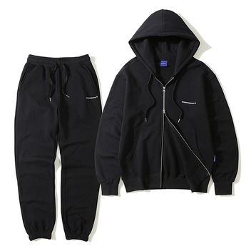 [SET]기모_Hoodie 2way Zip-up + Training jogger BK