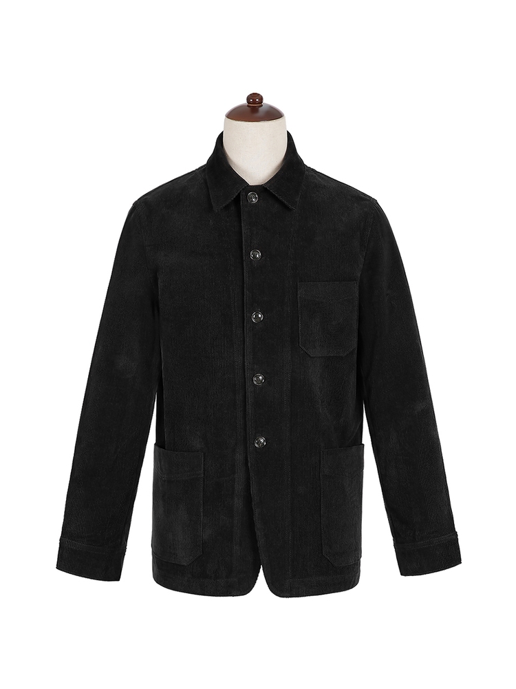 Corduroy French Work Jacket (Black)