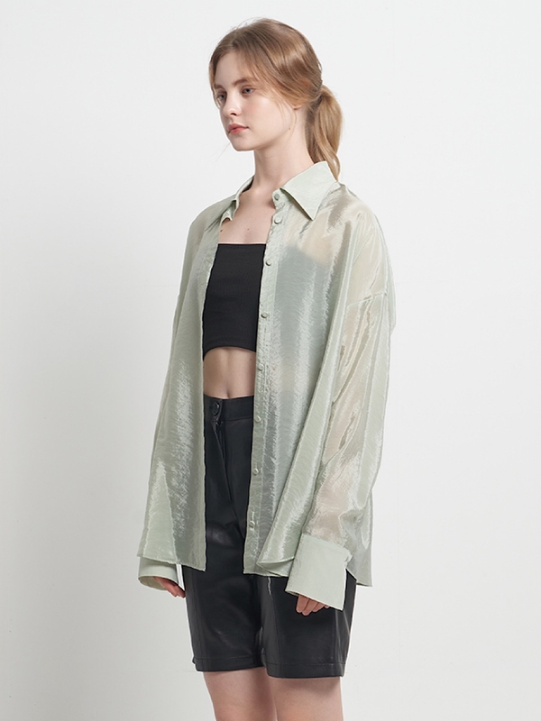 Basic Wrinkle Shirt Sage Green