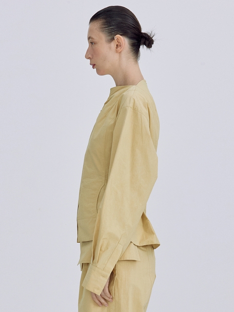 Shirring Slit Blouse_Butter Yellow