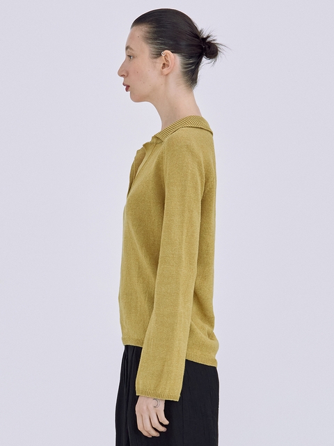 Linen Knit Top_Olive