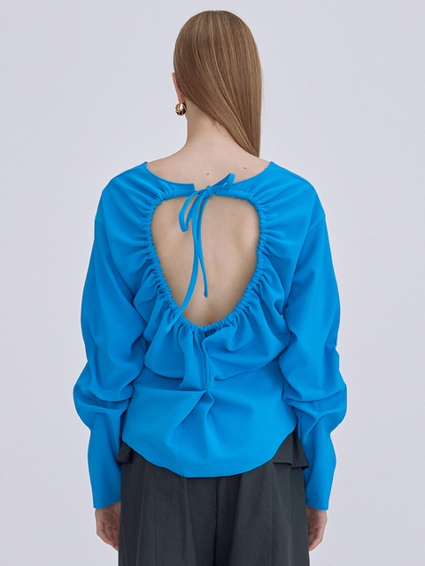 Shirring Backless Top_Blue