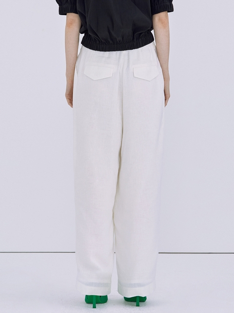 Linen Tuck Trousers_Ivory