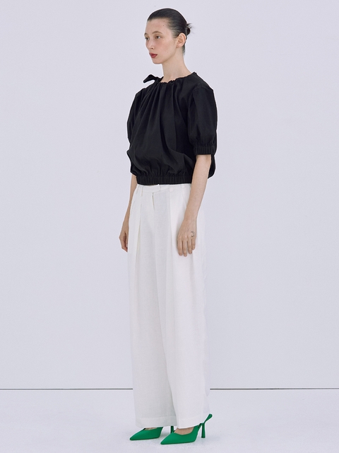 Linen Tuck Trousers_Ivory