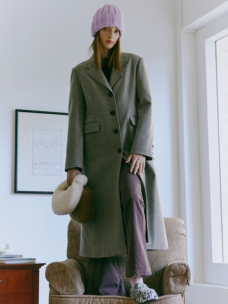 Slim Single Long Coat, Cocoa Beige