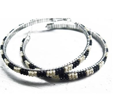 Keaton Earring Hoops- Black And White