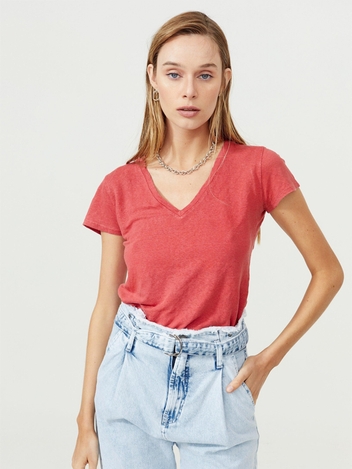 Linen T-Shirt - Cherry